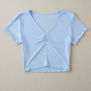 Ruched Blue Crop Top